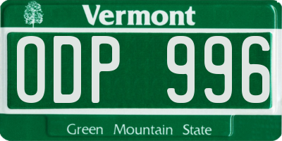 VT license plate ODP996