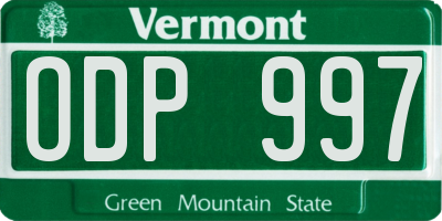 VT license plate ODP997