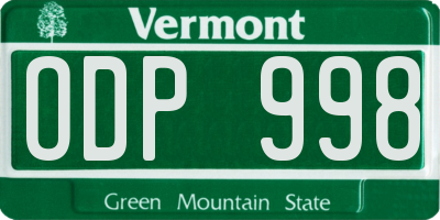 VT license plate ODP998