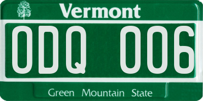 VT license plate ODQ006