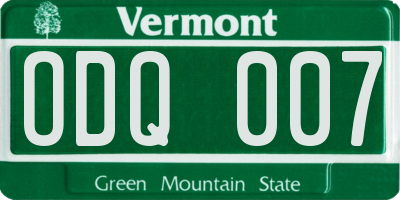 VT license plate ODQ007