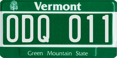 VT license plate ODQ011