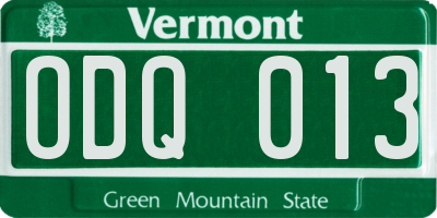 VT license plate ODQ013