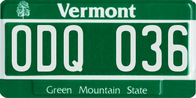 VT license plate ODQ036