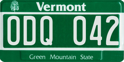 VT license plate ODQ042