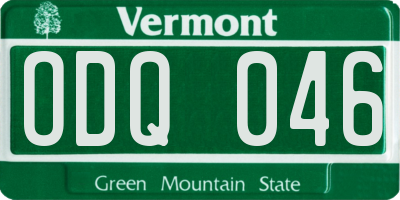 VT license plate ODQ046