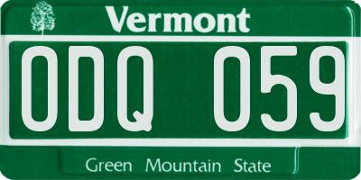 VT license plate ODQ059