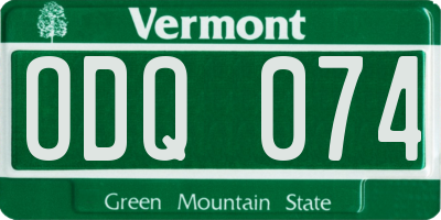 VT license plate ODQ074