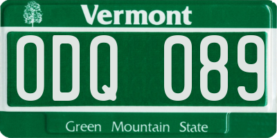 VT license plate ODQ089