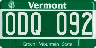 VT license plate ODQ092