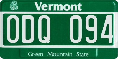 VT license plate ODQ094