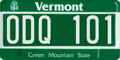 VT license plate ODQ101