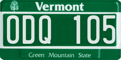 VT license plate ODQ105