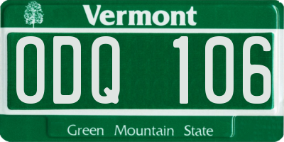 VT license plate ODQ106