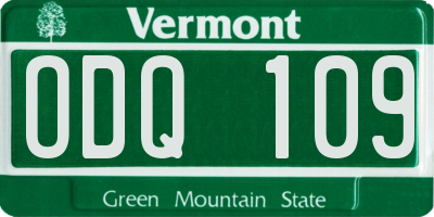 VT license plate ODQ109