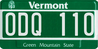 VT license plate ODQ110