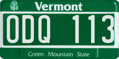 VT license plate ODQ113