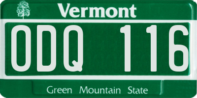 VT license plate ODQ116