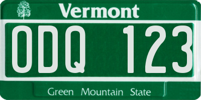 VT license plate ODQ123
