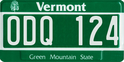 VT license plate ODQ124