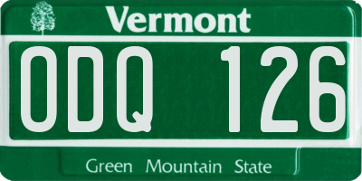 VT license plate ODQ126