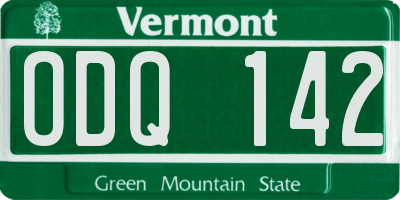 VT license plate ODQ142