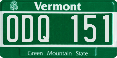 VT license plate ODQ151
