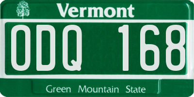 VT license plate ODQ168