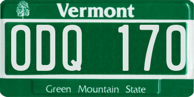 VT license plate ODQ170
