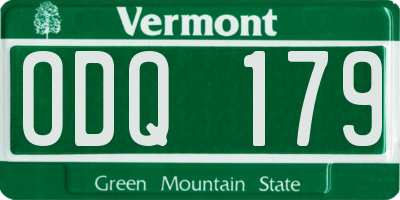 VT license plate ODQ179