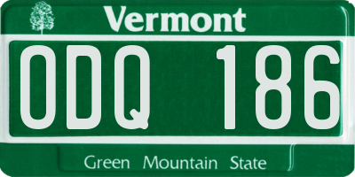 VT license plate ODQ186