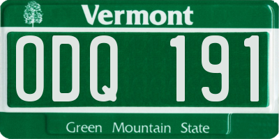 VT license plate ODQ191