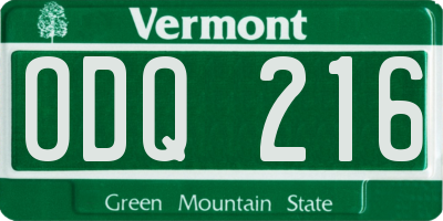 VT license plate ODQ216