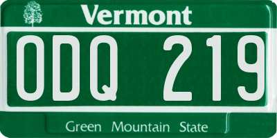VT license plate ODQ219