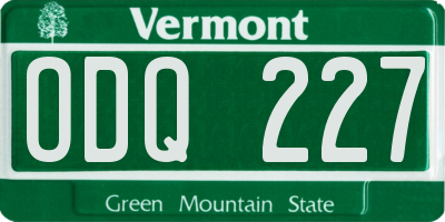 VT license plate ODQ227