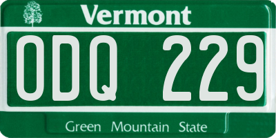 VT license plate ODQ229