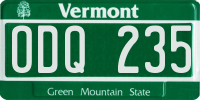 VT license plate ODQ235