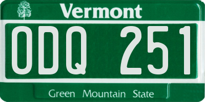 VT license plate ODQ251