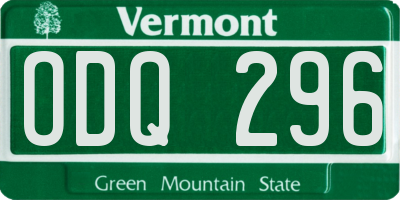 VT license plate ODQ296