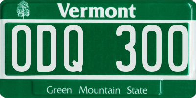 VT license plate ODQ300