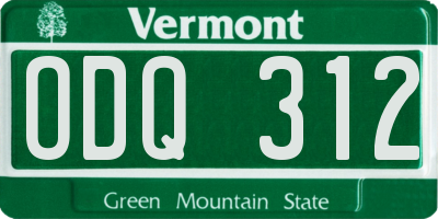VT license plate ODQ312