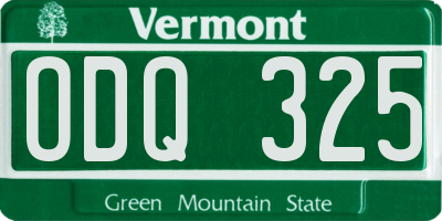 VT license plate ODQ325