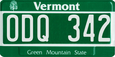 VT license plate ODQ342
