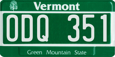 VT license plate ODQ351