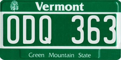 VT license plate ODQ363