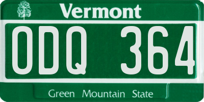 VT license plate ODQ364