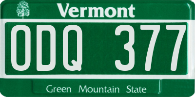 VT license plate ODQ377