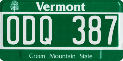 VT license plate ODQ387