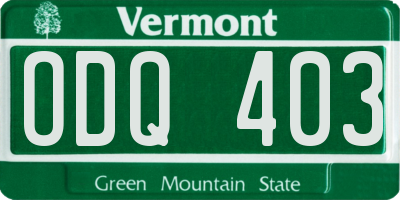 VT license plate ODQ403