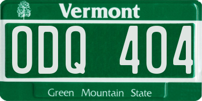 VT license plate ODQ404